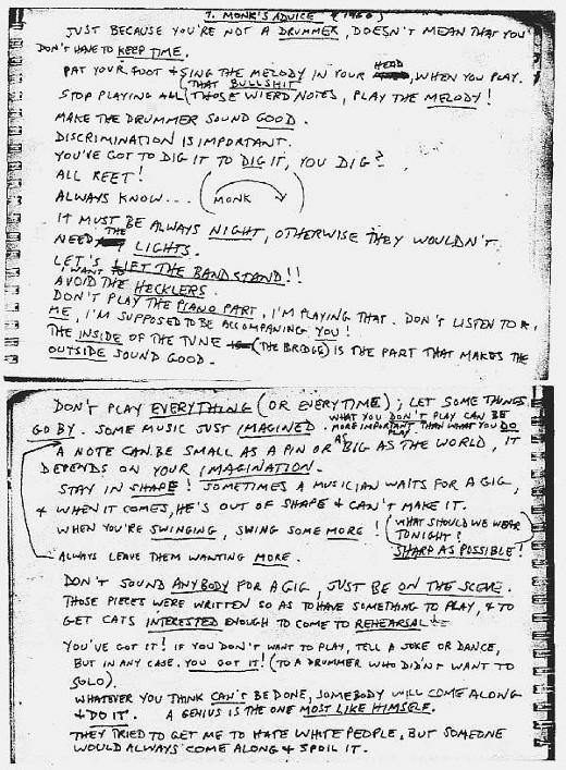 Monk's advice to collaborating musicians